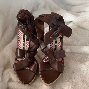 Brown Vintage Harajuku Lovers Leather Women's Sandals
